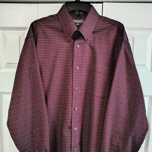 Men's Croft & Barrow dark maroon check LS Oxford shirt, Size 16-1/2, 36, NWOT